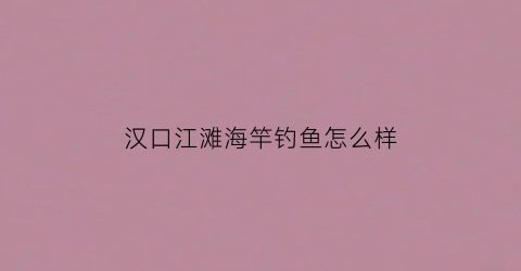 汉口江滩海竿钓鱼怎么样(汉口江滩哪里)