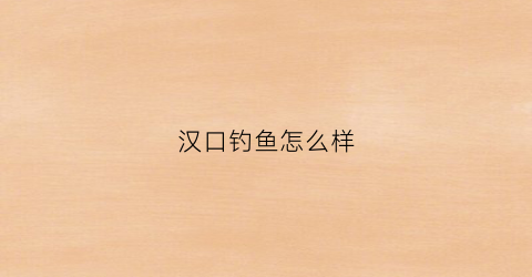 汉口钓鱼怎么样(汉口这边有野钓的地方吗)