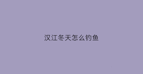 汉江冬天怎么钓鱼