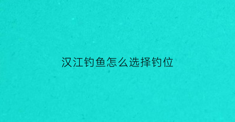 “汉江钓鱼怎么选择钓位(汉江野钓怎么选饵料)