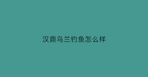 汉鼎乌兰钓鱼怎么样(汉鼎鱼饵)
