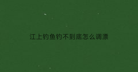 江上钓鱼钓不到底怎么调漂(在江里钓鱼怎么样调漂视频)