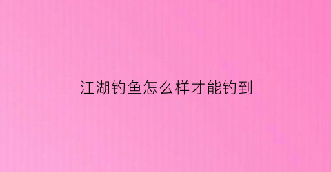 江湖钓鱼怎么样才能钓到(钓江湖的鱼)