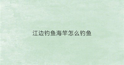 江边钓鱼海竿怎么钓鱼(江边钓鱼海竿怎么钓鱼视频)