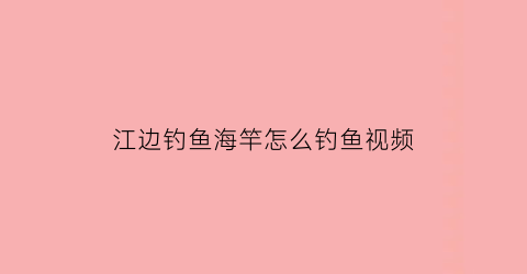 江边钓鱼海竿怎么钓鱼视频(江边怎样用海竿钓大鱼)