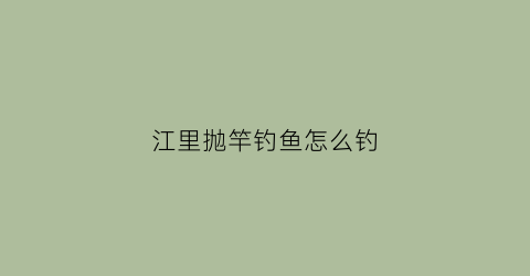 江里抛竿钓鱼怎么钓(江里抛竿用多重的铅)