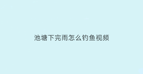 池塘下完雨怎么钓鱼视频