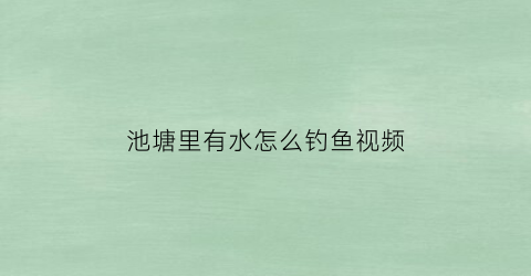 池塘里有水怎么钓鱼视频(池塘里有水怎么钓鱼视频教学)