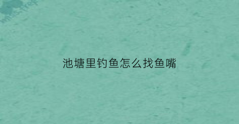 池塘里钓鱼怎么找鱼嘴(鱼塘怎么找钓位)