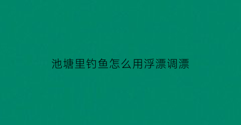 池塘里钓鱼怎么用浮漂调漂(池塘钓鱼怎么钓)