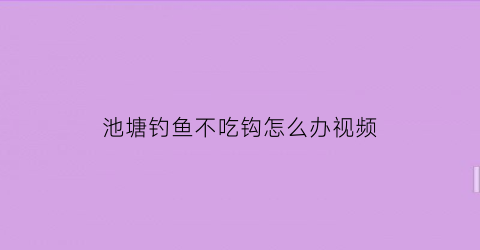 池塘钓鱼不吃钩怎么办视频(鱼塘鱼钓乏了不吃钩应该怎么办)