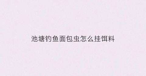 池塘钓鱼面包虫怎么挂饵料(面包虫钓组)