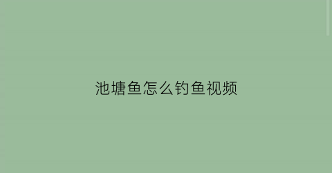 池塘鱼怎么钓鱼视频(池塘里钓鱼技巧)