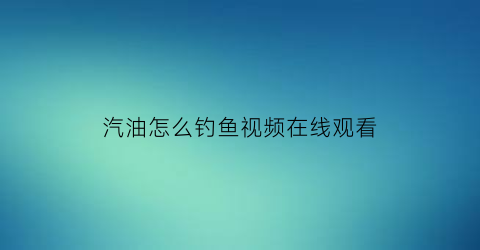 “汽油怎么钓鱼视频在线观看(汽油怎么用)