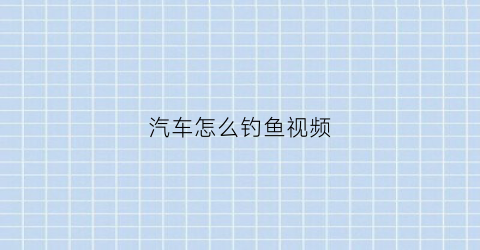 汽车怎么钓鱼视频(开车怎么钓鱼)