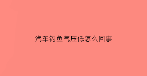 汽车钓鱼气压低怎么回事(野钓气压低怎么办)