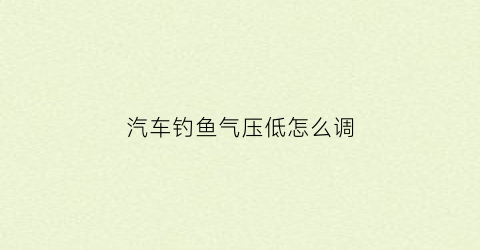 汽车钓鱼气压低怎么调(钓鱼汽压多少算低)
