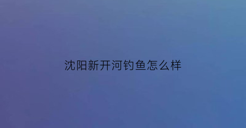 沈阳新开河钓鱼怎么样(沈阳新开河钓鱼怎么样好钓吗)