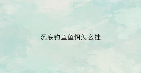 沉底钓鱼鱼饵怎么挂(沉底饵料)
