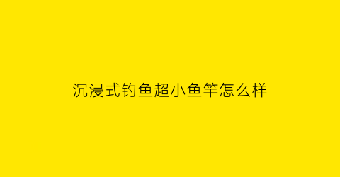沉浸式钓鱼超小鱼竿怎么样(沉浸式钓鱼超小鱼竿怎么样好用吗)