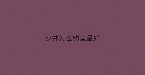 沙井怎么钓鱼最好(沙井附近哪里可以野钓)