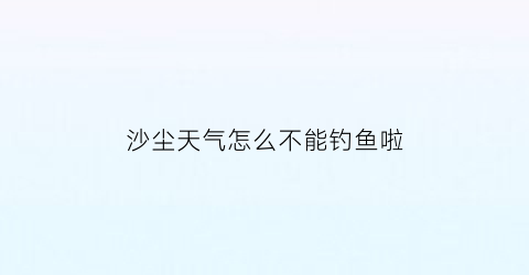 “沙尘天气怎么不能钓鱼啦(沙尘天气可以起飞吗)