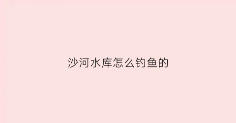 沙河水库怎么钓鱼的(沙河水库怎么钓鱼的啊)