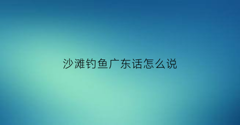 沙滩钓鱼广东话怎么说(沙滩钓鱼钓组)
