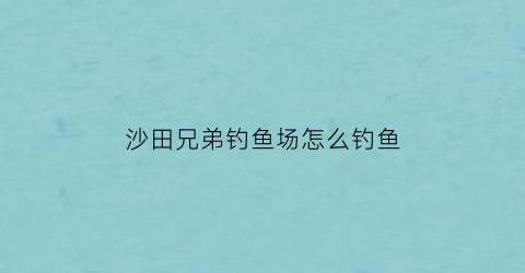 沙田兄弟钓鱼场怎么钓鱼(沙田野钓点)