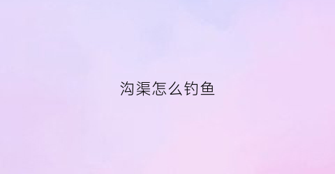 沟渠怎么钓鱼(沟渠怎么钓鱼最好)