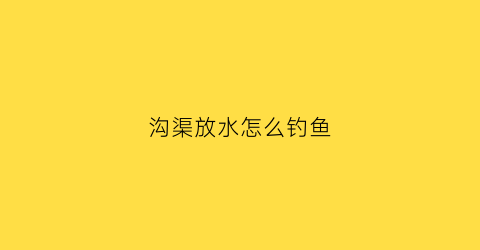 沟渠放水怎么钓鱼(沟渠漏水处理办法)
