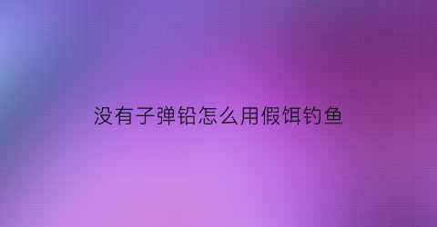 没有子弹铅怎么用假饵钓鱼(没子弹怎么办)