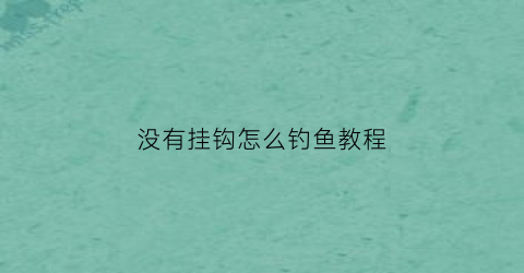 “没有挂钩怎么钓鱼教程(没有挂钩怎么钓鱼教程图解)