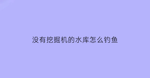 “没有挖掘机的水库怎么钓鱼(没有挖机证可以驾驶挖机不)