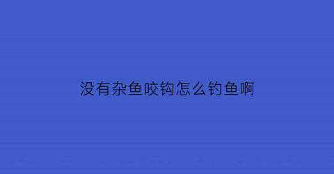 “没有杂鱼咬钩怎么钓鱼啊(没鱼钩怎么办)