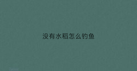 没有水稻怎么钓鱼