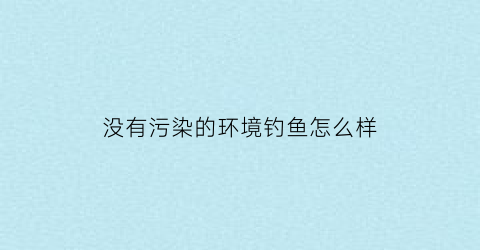 没有污染的环境钓鱼怎么样(对环境没有污染的气体)