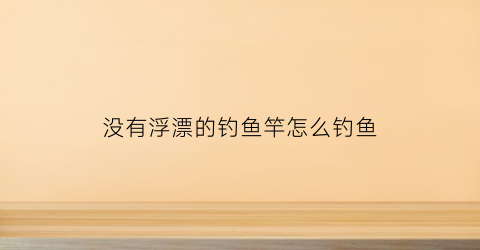 “没有浮漂的钓鱼竿怎么钓鱼(没有浮漂的钓鱼竿怎么钓鱼视频)