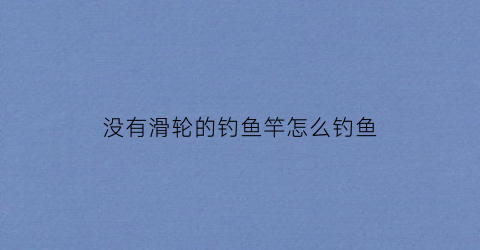 “没有滑轮的钓鱼竿怎么钓鱼(没有滑轮的钓鱼竿怎么钓鱼呢)