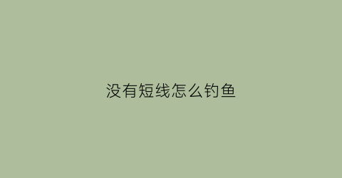 没有短线怎么钓鱼(没有钓竿怎么钓鱼)