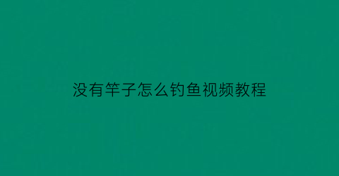 没有竿子怎么钓鱼视频教程(没有竿子怎么钓鱼视频教程下载)