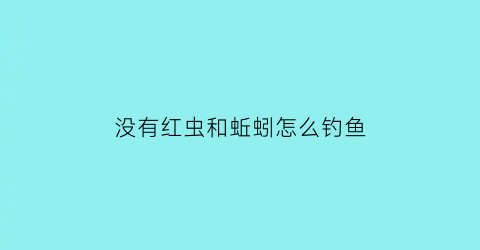 “没有红虫和蚯蚓怎么钓鱼(不用蚯蚓和红虫可以用其它的代替吗)