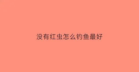 “没有红虫怎么钓鱼最好(没有红虫怎么钓鱼最好视频)