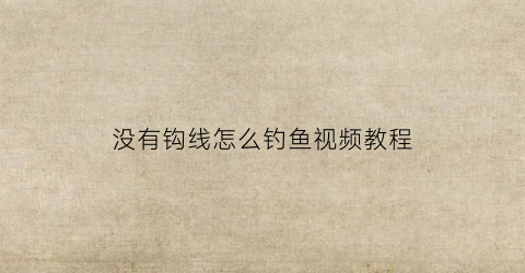 没有钩线怎么钓鱼视频教程(没有钓鱼线怎么代替)