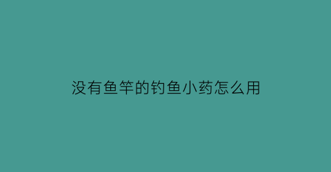 没有鱼竿的钓鱼小药怎么用(没有鱼竿的钓鱼装备)