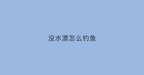 没水漂怎么钓鱼(钓鱼没有浮漂怎么判断上鱼了)