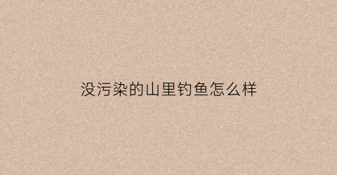 没污染的山里钓鱼怎么样(没污染的山里钓鱼怎么样好钓吗)