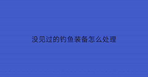 “没见过的钓鱼装备怎么处理(钓鱼装备齐全)