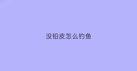 没铅皮怎么钓鱼(没有铅皮怎么钓鱼)