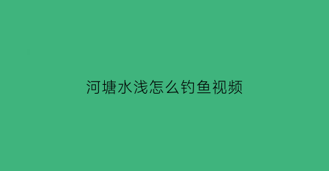 河塘水浅怎么钓鱼视频